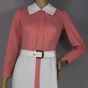 Red & White Picnic Check Plaid Vintage 70s Maxi Dress S M - Fashionconservatory.com