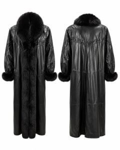 80s Leather & Real Fox Fur Full Length Coat with Genuine Snakeskin Trim  - Fashionconservatory.com