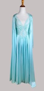 Vintage Mint Green Olga Gown and Robe, Carribbean, Sz M