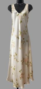 1980s Oscar de la Renta Rose Print Slip Dress / Gown