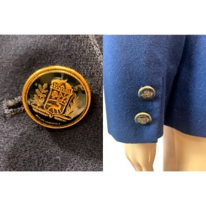 70s Navy Blue Tailored Women's Wool Blazer  - Fashionconservatory.com