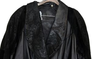 Preston & York Leather Coat sz XL BLack Embossed Paisley Suede Modern - Fashionconservatory.com