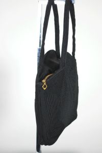 Small handbag black cordé 1930s-1940s bag purse - Fashionconservatory.com