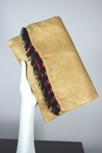 Schiaparelli 1950s-60s gold bag evening clutch fringe trim