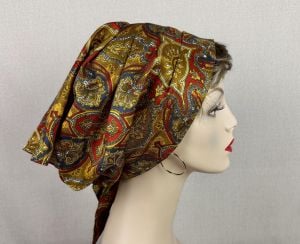 Vintage 70s Paisley Head Scarf, Hat