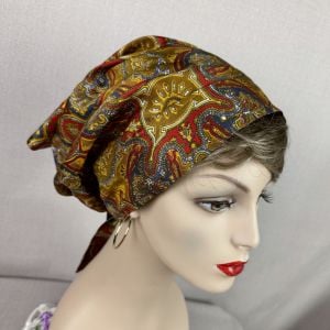 Vintage 70s Paisley Head Scarf, Hat - Fashionconservatory.com