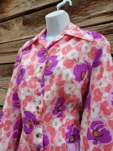 Vintage 1960's / 1970's Panhandle Slim Pink Floral Button Up Shirt - Fashionconservatory.com
