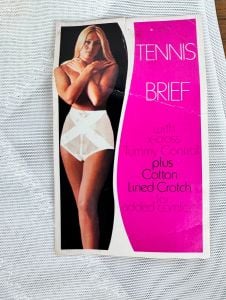 Vintage 60s White Panty Girdle, Deadstock Tennis Brief with Tag, Sz M - Fashionconservatory.com