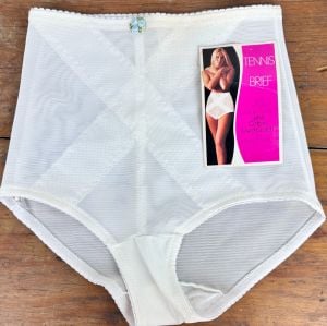 Vintage 60s White Panty Girdle, Deadstock Tennis Brief with Tag, Sz M