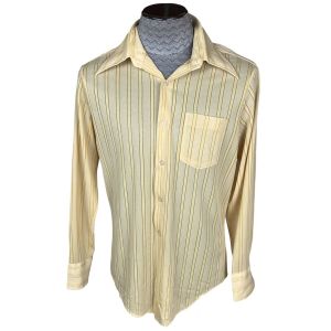 Vintage 1970s Yellow Shirt Sheer Polyester Nylon Blend Sz L - Fashionconservatory.com