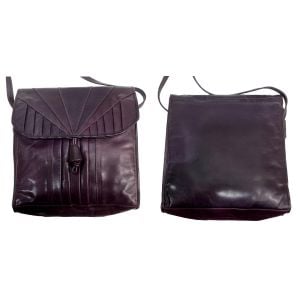 70s Eggplant Purple Leather Flap Shoulder Bag  - Fashionconservatory.com