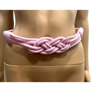 80s Pink Obi Stretch Belt with Knot Design 