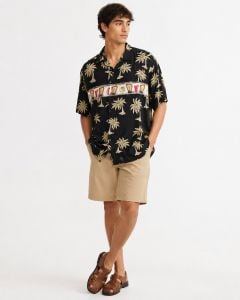80s 90s Pierre Cardin Hawaiian Shirt Margarita Cocktail Palm Print - Fashionconservatory.com