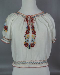 Vintage Hungarian Hand Embroidered Peasant Blouse