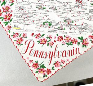 50s Souvenir Pennsylvania Hanky by Frenshaw, Handkerchief Hankie - Fashionconservatory.com