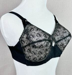 Vintage 60s Black Illusion Lace Bra by Pertform 38B