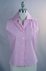 60s Deadstock Pink Cotton Sleeveless Blouse Shirt by New Era styled by Peter Pan, Sz 36