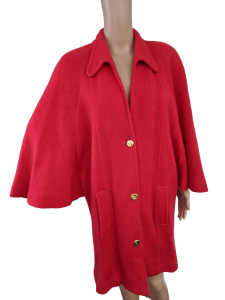 Vintage 70s Red Knit Cape Jacket Coat Andersons State Fur Vintage 