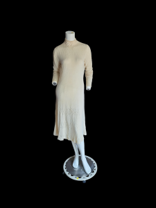 Vintage 1960's-70's Gianna Knits Cream Boucle' Pique' Knit A-Line Dress No Belt 