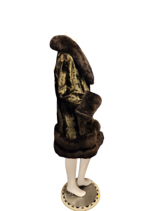 1960's-70's Deep Chocolate Brown Sculpted Velveteen & Real Wool Sherpa Fur Trim Penny Lane Coat - Fashionconservatory.com