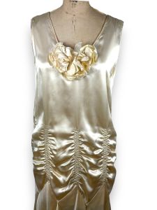 1920s dress flapper era ivory satin ruched handkerchief hem drop waist party dress - Fashionconservatory.com