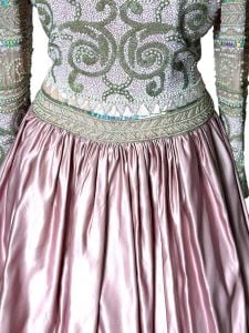 1980s beaded ball gown in pink silk by Naeen Kahn House of Riazee  - Fashionconservatory.com
