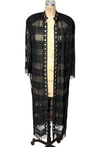 Vintage black sparkly dress and open long jacket by Damianou Size L