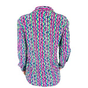 Vintage Missoni Sport Long Sleeve Button Down Shirt Geometric Pattern Bright Size 44 - Fashionconservatory.com