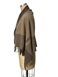 Reversible YSL Yves Saint Laurent wool scarf wrap shawl brown - Fashionconservatory.com