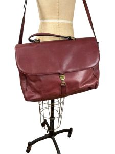 Etienne Aigner messenger bag satchel briefcase oxblood leather - Fashionconservatory.com