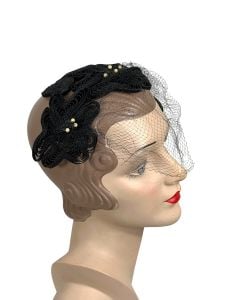 1950s quilled straw hat bandeau style adjustable