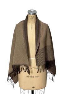 Reversible YSL Yves Saint Laurent wool scarf wrap shawl brown