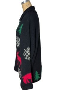 1990s boiled wool cardigan holiday sweater coat by Marisa Christina  - Fashionconservatory.com