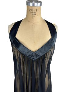 1970s sheer black nightgown with open back by designer Francheska Valdy  - Fashionconservatory.com