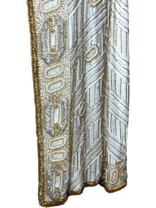 1980s beaded and sequin silk jacket gold silver white Plus Size - Fashionconservatory.com
