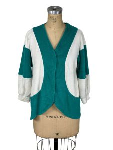1970s terry cloth color blocked cover up or jacket