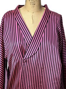 Vintage silk kimono pink and black striped Size L - Fashionconservatory.com