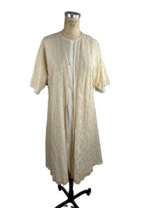 1950s ivory lace and nylon robe by Vanity Fair