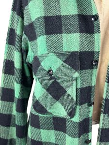 1950s wool plaid shirt green black Size M/L Unisex - Fashionconservatory.com