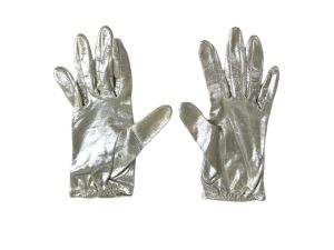 1960s silver metallic gloves Size S - Fashionconservatory.com