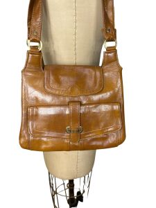 1960s/70s faux leather vinyl VEGAN purse caramel brown - Fashionconservatory.com