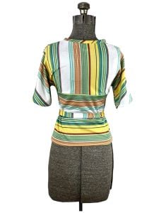 1970s striped keyhole top with dolman sleeves - Fashionconservatory.com