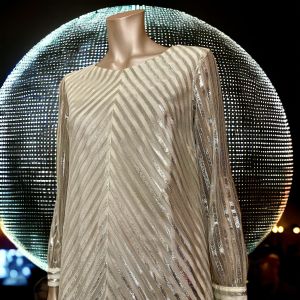 1960s Silver Metallic Dress With Sheer Sleeves By Alice of California 