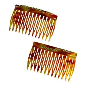 50’s French Rhinestone Hair Combs in a Tortoiseshell Color, Unworn, 2.5”