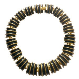 1990’s Gold & Black Statement Choker Necklace in a Heavy Metal and Enamel