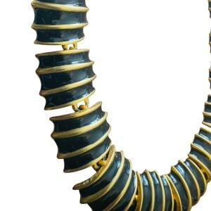 1990’s Gold & Black Statement Choker Necklace in a Heavy Metal and Enamel - Fashionconservatory.com