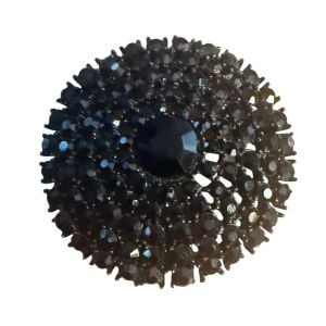 1950’s Vintage Mourning Brooch Signed Weiss, Jet Black Rhinestone Brooch, 2”
