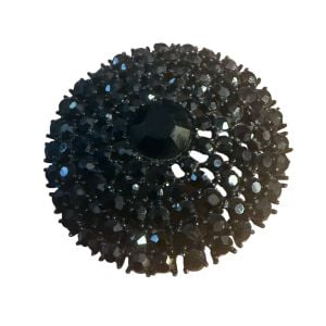1950’s Vintage Mourning Brooch Signed Weiss, Jet Black Rhinestone Brooch, 2” - Fashionconservatory.com