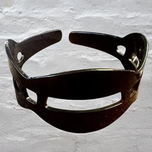 1970’s Jet Black French Headband with Cutouts, Mod Hair Accessories