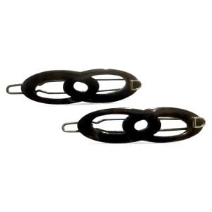 1980’s Vintage Devisage Paris Dainty Jet Black French Barrettes Pair, Handmade in France, Deadstock,